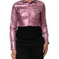 Pink Cotton Stretch Collared Cropped Jacket