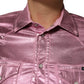 Pink Cotton Stretch Collared Cropped Jacket