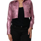 Pink Cotton Stretch Collared Cropped Jacket