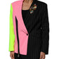 Multicolor Patchwork Embellished Coat Jacket