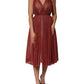 Burgundy Mesh Sleeveless Midi A-line Dress