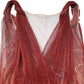 Burgundy Mesh Sleeveless Midi A-line Dress