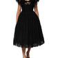 Black Crystal Embellished Midi A-line Dress
