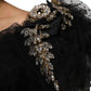 Black Crystal Embellished Midi A-line Dress