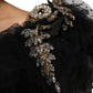 Black Crystal Embellished Midi A-line Dress