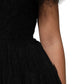 Black Crystal Embellished Midi A-line Dress