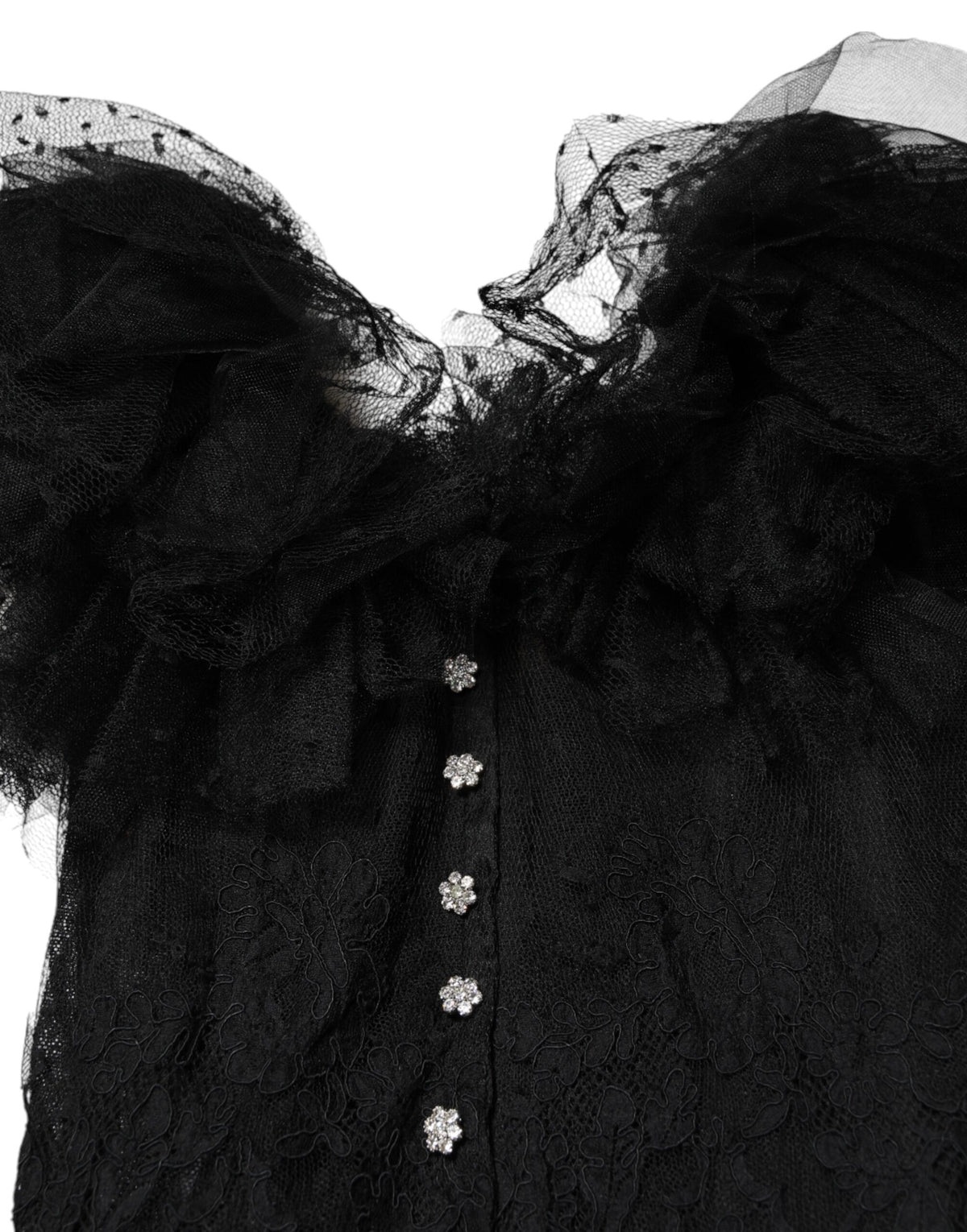 Black Crystal Embellished Midi A-line Dress