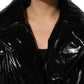Black Polyester Quilted Puffer Coat Jacket