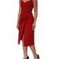 Red Viscose Stretch Slit Sheath Midi Dress