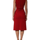 Red Viscose Stretch Slit Sheath Midi Dress