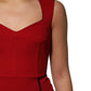 Red Viscose Stretch Slit Sheath Midi Dress