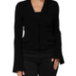 Black Viscose Single Breasted Blazer Jacket