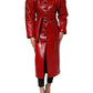 Red Wool Single Breasted Trench Coat Jacket
