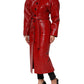 Red Wool Single Breasted Trench Coat Jacket
