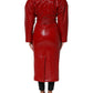 Red Wool Single Breasted Trench Coat Jacket