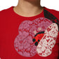 Red Lace Floral Applique A-line Mini Dress