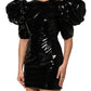 Black Bodycon Sheath Puff Sleeve Mini Dress