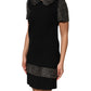 Black Crystal Embellished Collared Mini Dress