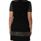 Black Crystal Embellished Collared Mini Dress