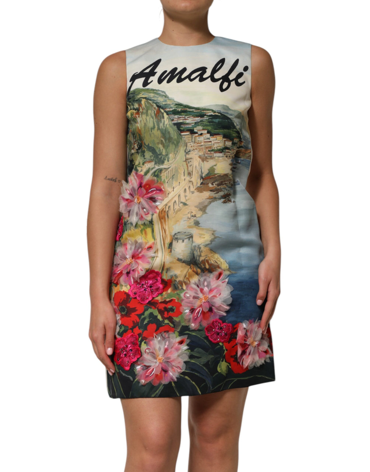 Multicolor Crystal Embellished Mini Dress