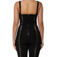 Black Corset Lace Bodycon Jumpsuit Mini Dress