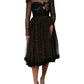 Black Crystal Heart Embellished A-line Dress