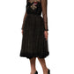 Black Crystal Heart Embellished A-line Dress