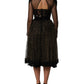 Black Crystal Heart Embellished A-line Dress