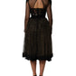 Black Crystal Heart Embellished A-line Dress
