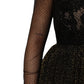 Black Crystal Heart Embellished A-line Dress