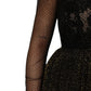 Black Crystal Heart Embellished A-line Dress