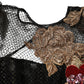 Black Crystal Heart Embellished A-line Dress