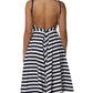 Blue White Striped Embroidered A-line Dress