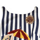 Blue White Striped Embroidered A-line Dress