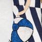 Blue White Striped Embroidered A-line Dress