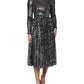 Black Sequined Long Sleeves Midi A-line  Dress
