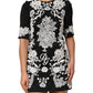 Black Lace Trim Short Sleeves A-line Dress