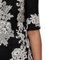 Black Lace Trim Short Sleeves A-line Dress