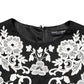 Black Lace Trim Short Sleeves A-line Dress