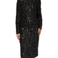 Black Sequin Bouclé Tweed Sheath Dress