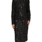 Black Sequin Bouclé Tweed Sheath Dress