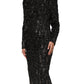 Black Sequin Bouclé Tweed Sheath Dress