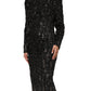 Black Sequin Bouclé Tweed Sheath Dress