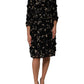 Black Viscose Pearl Embellishment Shift Dress
