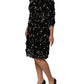 Black Viscose Pearl Embellishment Shift Dress