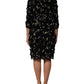 Black Viscose Pearl Embellishment Shift Dress