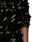 Black Viscose Pearl Embellishment Shift Dress