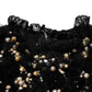Black Viscose Pearl Embellishment Shift Dress