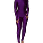 Purple Nylon Turtleneck Bodycon Jumpsuit Dress