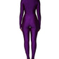 Purple Nylon Turtleneck Bodycon Jumpsuit Dress